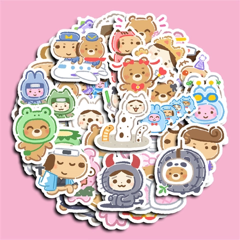 Niedliche Cartoon Tier PVC Wasserdichte Aufkleber Für Gepäck Laptop DIY Scrapbook Journal Dekorative Abziehbilder Ästhetik Sticker