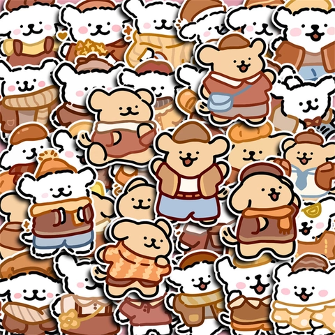 Cartoon Braun Linienhund Wasserdichte Aufkleber Für Laptop Koffer Scrapbooking DIY Dekorative Süße Tier PVC Sticker