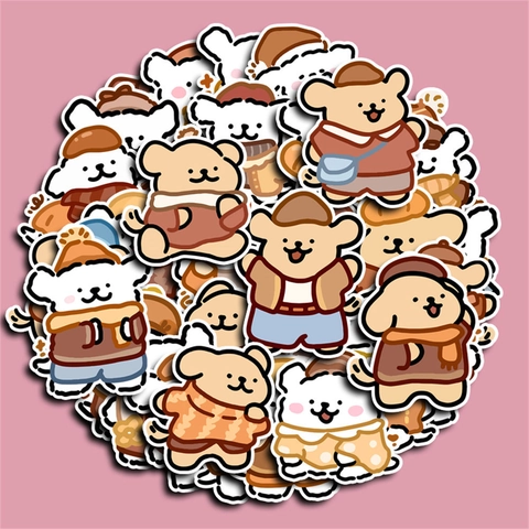 Cartoon Braun Linienhund Wasserdichte Aufkleber Für Laptop Koffer Scrapbooking DIY Dekorative Süße Tier PVC Sticker