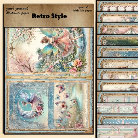 Retro Feenreich Scrapbooking Material Papier Für Junk Journal DIY Handwerk Vintage Schmetterling Feen Muster Karton