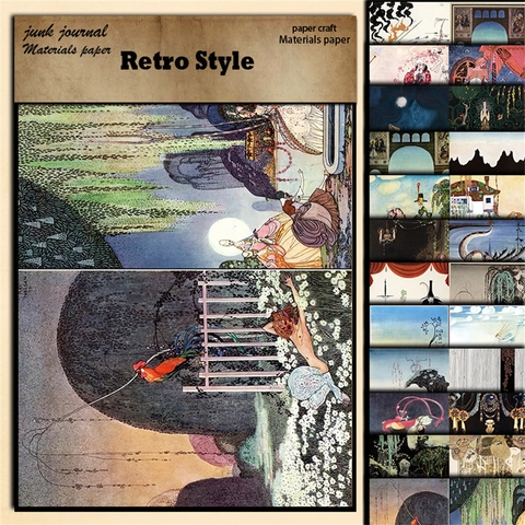 Paquete de Papel para Scrapbooking con Ilustración de Artista de Fantasía Vintage Cartulina Pesada Medieval Retro para Manualidades DIY Junk Journal