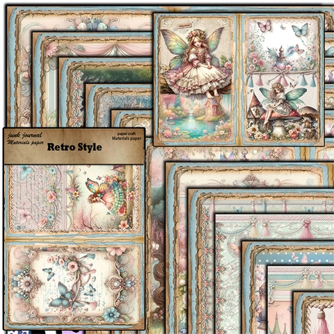 Retro Feenreich Scrapbooking Material Papier Für Junk Journal DIY Handwerk Vintage Schmetterling Feen Muster Karton