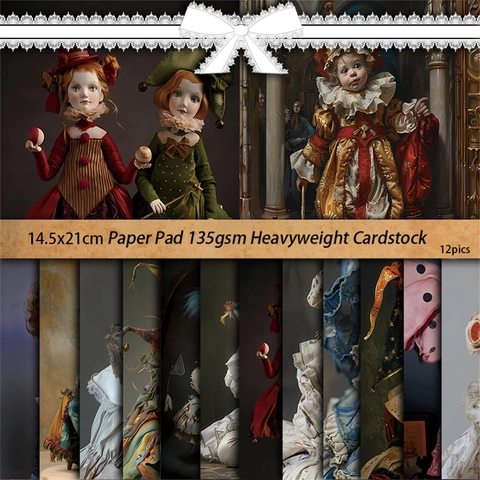 Retro Jester Clown Puppe Scrapbooking Materialien Papier Karton Für Junk Journal DIY Kunst Handwerk Dekoration Ästhetisches Hintergrundpapier