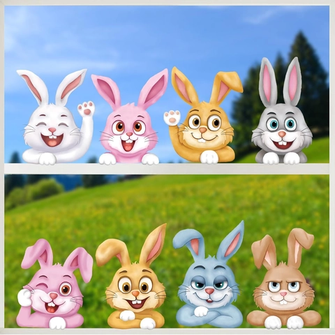 Paashaas Vensterstickers PVC Statische Cartoon Konijn Ei Decals Voor Glas Ramen Kinderkamer Vakantie Huis Feest Decoratie