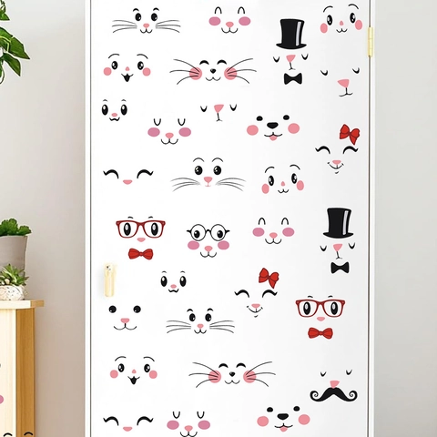 Adesivi Decorativi Pasqua Faccia di Coniglio Uovo PVC Autoadesivo Cartone Animato DIY Decorazione Parete per Bambini Casa
