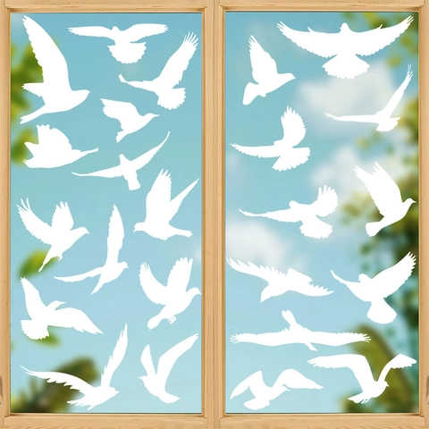 Vogel Silhouette Fensteraufkleber PVC Statisch Haftende Antikollision Glasaufkleber Kolibri Taube Wandsticker Für Zuhause Dekor