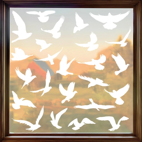 Vogel Silhouette Fensteraufkleber PVC Statisch Haftende Antikollision Glasaufkleber Kolibri Taube Wandsticker Für Zuhause Dekor