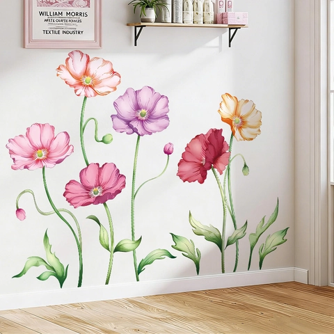 Adesivi Murali Floreali in PVC Autoadesivi Rimovibili Decalcomanie Botaniche per Soggiorno Camera da Letto Decorazioni Casa
