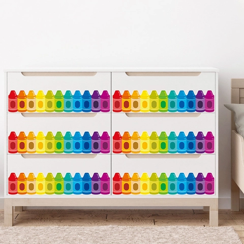 Colorful Crayon Pencil Bulletin Board Border Wall Stickers PVC Self Adhesive Classroom School Decor Kids Room Wall Decals