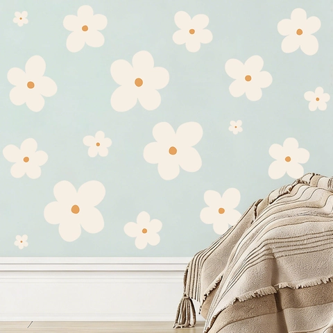 Daisy Flower Wall Stickers PVC Self Adhesive Floral Decals For Bedroom Living Room Fresh Spring Plant Home Wall Decor