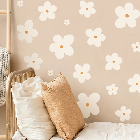 Daisy Flower Wall Stickers PVC Self Adhesive Floral Decals For Bedroom Living Room Fresh Spring Plant Home Wall Decor