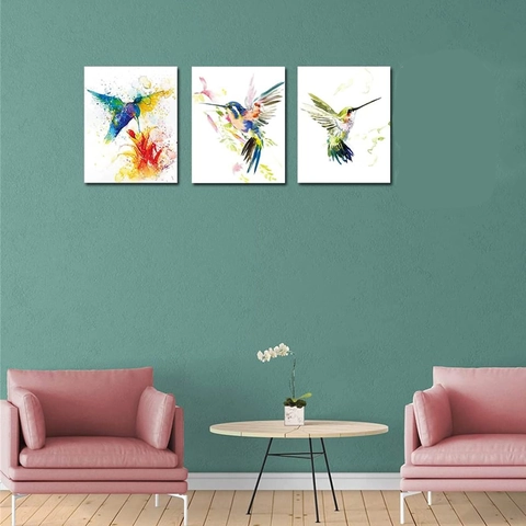 Watercolor Hummingbird Canvas Painting Core Modern Minimalist Bird Wall Art Poster For Living Room Home Decor Unframed