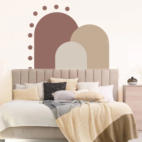 Nordic Bohemian Arched Geometric Wall Sticker PVC Self-Adhesive Mural For Living Room Bedroom Earth Tone DIY Art Decal