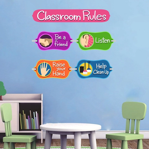 Classroom Rules Wall Stickers PVC Self Adhesive Educational Posters For Kindergarten Preschool School Decoration DIY Art