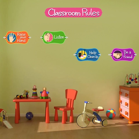 Classroom Rules Wall Stickers PVC Self Adhesive Educational Posters For Kindergarten Preschool School Decoration DIY Art