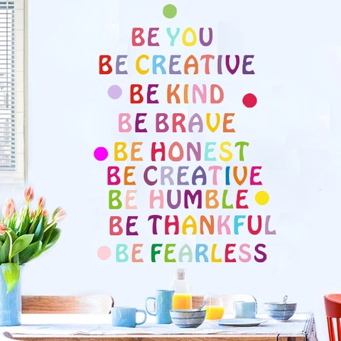 Adesivi Murali con Lettere Inglesi Multicolore Decalcomanie in PVC con Citazioni Ispiratrici Rimovibili per Decorazione Camera Bambini Scuola