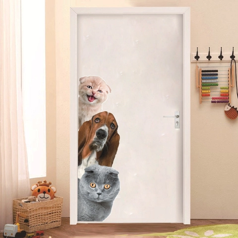 Realistische 3D Kat Hond Muursticker Waterdichte PVC Sticker Creatieve Dieren Hoekdecoratie Voor Woonkamer Slaapkamer Meubelstickers