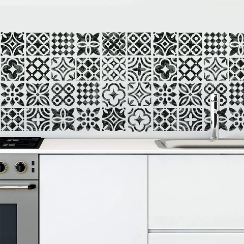 Pegatinas Azulejos Mandala Impermeable Resistente Aceite PVC Auto Adhesivas Para Cocina Baño Escalera Renovación Decoración