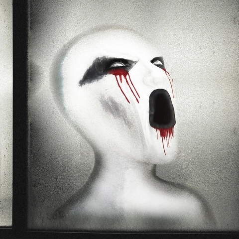 Halloween Horror Window Stickers PVC Waterproof Ghost Face Blood Stains Wall Decals For Haunted House Party Decoration