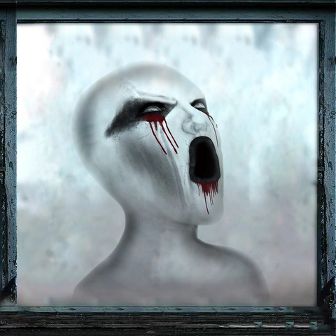Halloween Horror Window Stickers PVC Waterproof Ghost Face Blood Stains Wall Decals For Haunted House Party Decoration