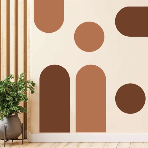 Adesivo da Parete Geometrico ad Arco Bohemien PVC Autoadesivo Nordico Toni della Terra Decalcomania per Soggiorno Casa