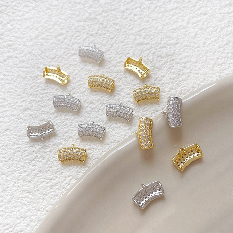 DIY Mikro Pave Strass Gebogenes Rohr Anhänger Kupfer Gold Silber Plattiert Schmuck Material Für Armband Halskette Handwerk