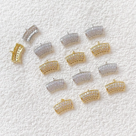 DIY Mikro Pave Strass Gebogenes Rohr Anhänger Kupfer Gold Silber Plattiert Schmuck Material Für Armband Halskette Handwerk