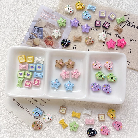 Alloy DIY Jewelry Charms Double Sided Enamel Heart Star Smiley Face Candy Cookie Shape For Bracelet Necklace Beaded Making Accessories