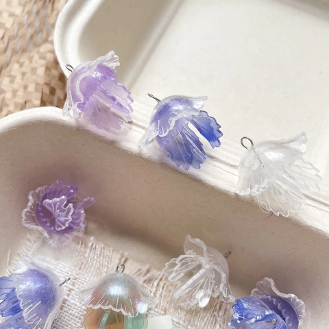 3D Double Layer Fine Glitter Jellyfish Pendant Resin Gradient Ocean Animal Charm For DIY Jewelry Making Bag Phone Decor