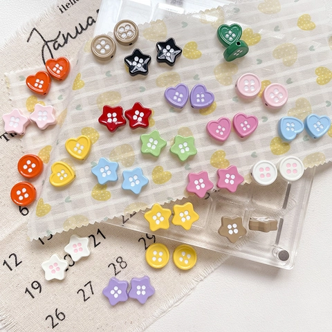 Colorful Button Shape Enamel Alloy Beads Heart Star Round DIY Jewelry Findings For Bracelet Phone Chain Making Handmade