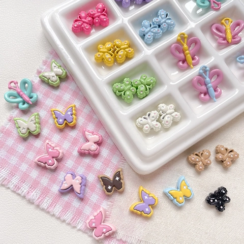 Zinc Alloy Polka Dot Butterfly Beads For DIY Jewelry Making Lacquered Colorful Dopamine Style Handmade Bracelet Accessories
