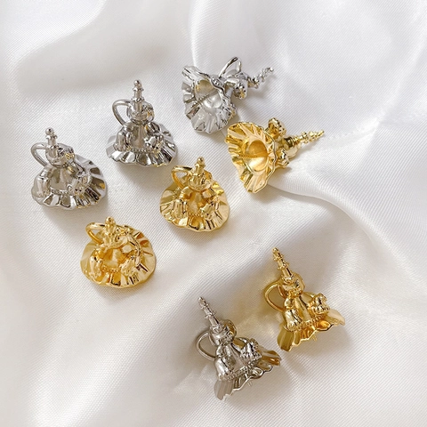 Copper Gold Plated Wizard Hat Pearl Tray Pendant Clasp DIY Handmade Jewelry Making Findings Elephant Doll Teapot Shape Pendants