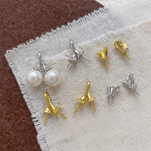 Copper 14K Gold Plated Zirconia Empty Pearl Bail Pendant DIY Jewelry Making Findings Handmade Necklace Charm Components