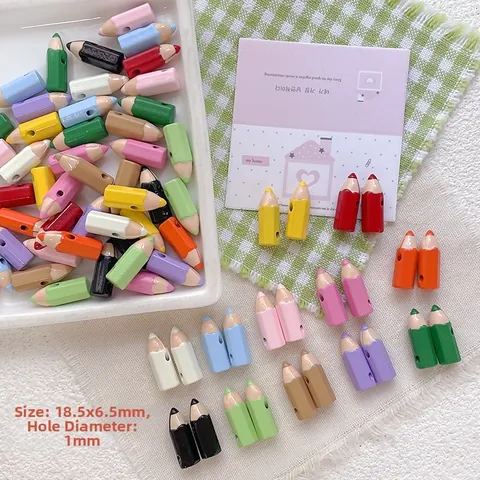 DIY Alloy Dopamine Cute Pencil Crayon Shape Beads For Bracelet Phone Chain Making Colorful Enamel Charms Handmade Accessory
