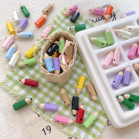 DIY Alloy Dopamine Cute Pencil Crayon Shape Beads For Bracelet Phone Chain Making Colorful Enamel Charms Handmade Accessory