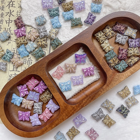Vintage Χάντρες από Γυαλί Lampwork σε Σχήμα Πεταλούδας Χρυσό Περίγραμμα Ιριδίζον Αξεσουάρ Κατασκευής Κοσμημάτων DIY