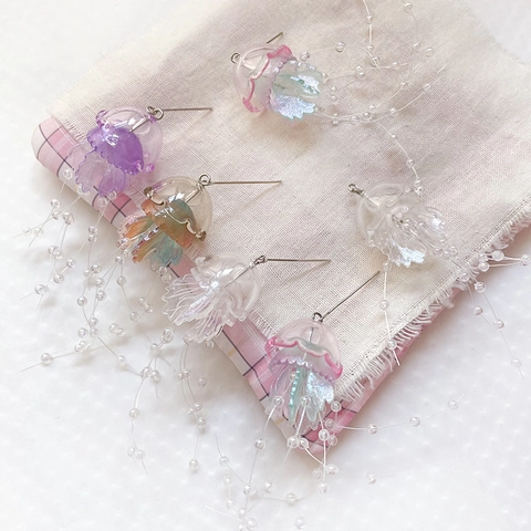 Dimensional Jellyfish Resin Pendants With Beaded Tassels Ocean Style DIY Handmade Acrylic Accessories For Jewelry Making Women Gift