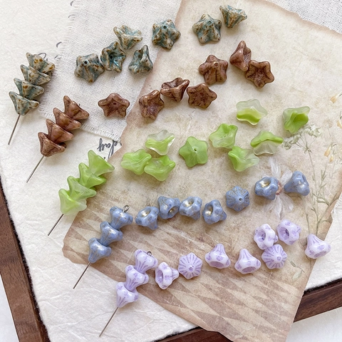Vintage Trumpet Flower Czech Glass Beads Lampwork Floral Loose Beads For DIY Jewelry Making Necklaces Earrings Accessories
