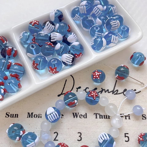 Ocean Style Hand Painted Blue Lampwork Glass Beads DIY Jewelry Making Beads For Bracelet Necklace Craft Loose Beads