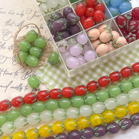 Cute Lampwork Glass Fruit Tomato Beads Handmade DIY Jewelry Making Accessories Colorful Fruit Series Loose Beads For Bracelet Necklace