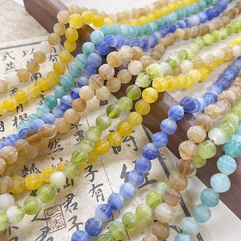 Retro Mattiert Kürbisform Lampwork-Glas Perlen Nepal Stil Matt Lose Rund Perlen Für DIY Schmuckherstellung Armband Halskette
