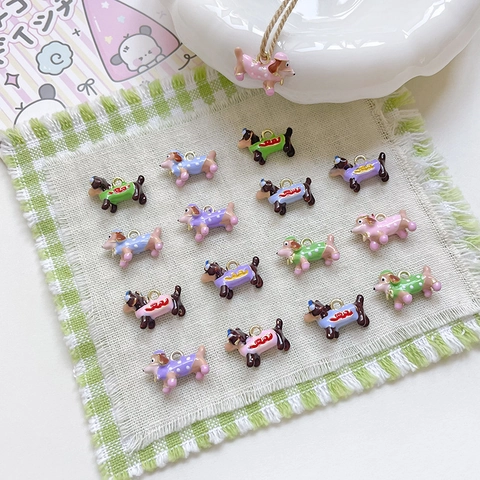 Cartoon Dachshund Dog Enamel Alloy Pendant DIY Jewelry Making Accessories Cute Animal Puppy Drip Oil Charm For Necklace Earring