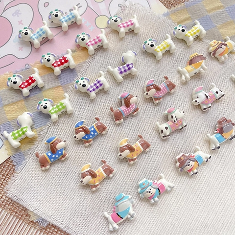Cartoon Dog DIY Charms Cute Puppy Pendants With Hat Plaid Pattern For Bracelet Necklace Jewelry Making Handmade Accessories
