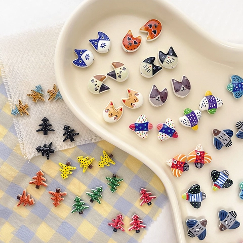 Dijes de Aleación Esmaltada de Gato Pájaro Árbol para Creación de Joyas DIY Pulsera Collar Cuentas de Colores Artesanales