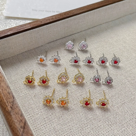 18K Vergoldeter Kupfer Zirkonia Ohrstecker DIY Zubehör Mit 925 Sterlingsilber Ohrstecker-Stift Für Handgemachten Schmuck