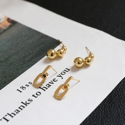 Gold Plated Brass C-Shaped Hoop Earrings S925 Sterling Silver Post Floral Wheat Ear Design DIY Earring Jewelry Findings