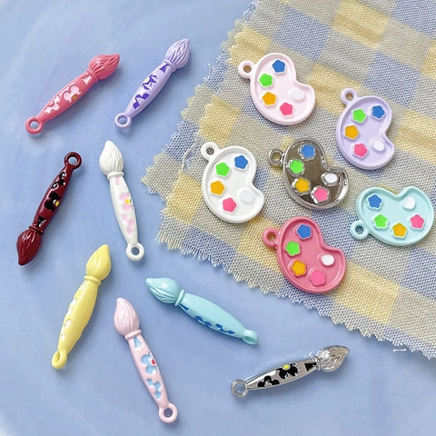 Ciondoli Tavolozza e Pennello in Lega Smaltata per Creazione Gioielli Fai da Te Bracciali Collane Pendenti Accessori Artigianali