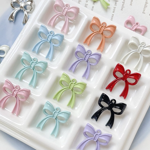 Alloy Enamel Bow Pendant Charms Macaron Color Bowknot DIY Jewelry Finding For Bracelet Necklace Phone Chain Making Women