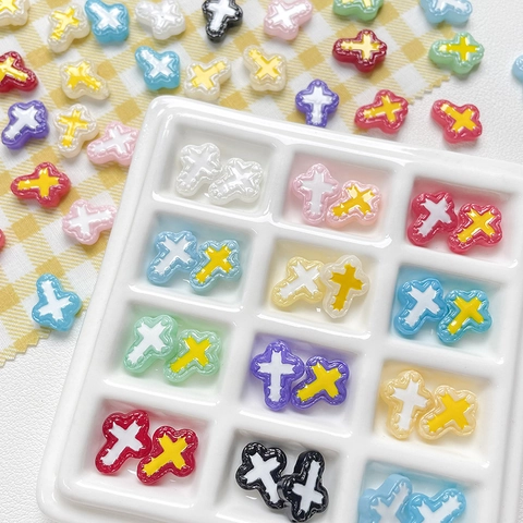Ζωγραφισμένο στο Χέρι Δίχρωμο Γυαλί Lampwork Χάντρες Σταυρού για DIY Κατασκευή Κοσμημάτων Βραχιόλι Κολιέ Αξεσουάρ