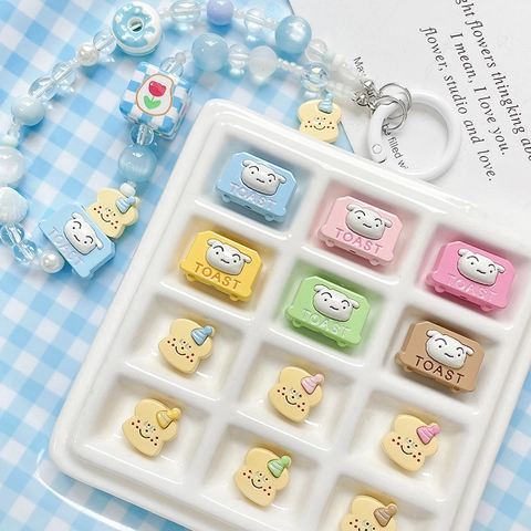 Alloy Cartoon Bread Toaster Charms Cute Enamel Toast Beads For DIY Handcrafted Jewelry Making Bracelet Necklace Accessories